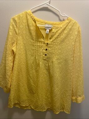 St. John's Bay Yellow Pintuck Button-Front Tunic